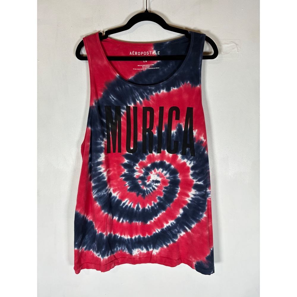 Aeropostale Men's Large Murica Tie Dye Muscle Tank Top 100% Cotton